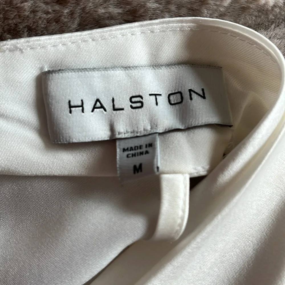 Halston White Satin Halter Neck Top - Picture 3 of 5